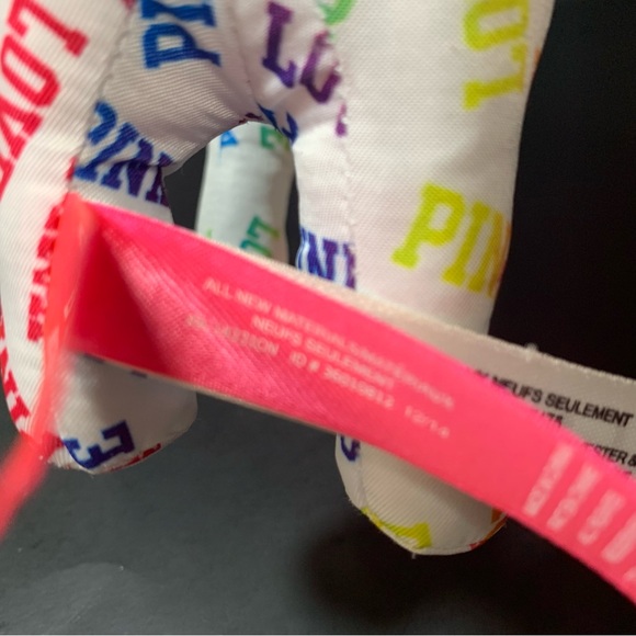 PINK by Victoria's Secret White Dog Rainbow Love and Graffiti Plush Dog Lot of 2 - Picture 6 of 13